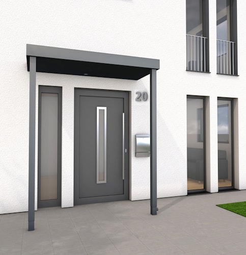 Gutta Rechteckvordach BS Plus 200 mit Pfosten (neues Modell)