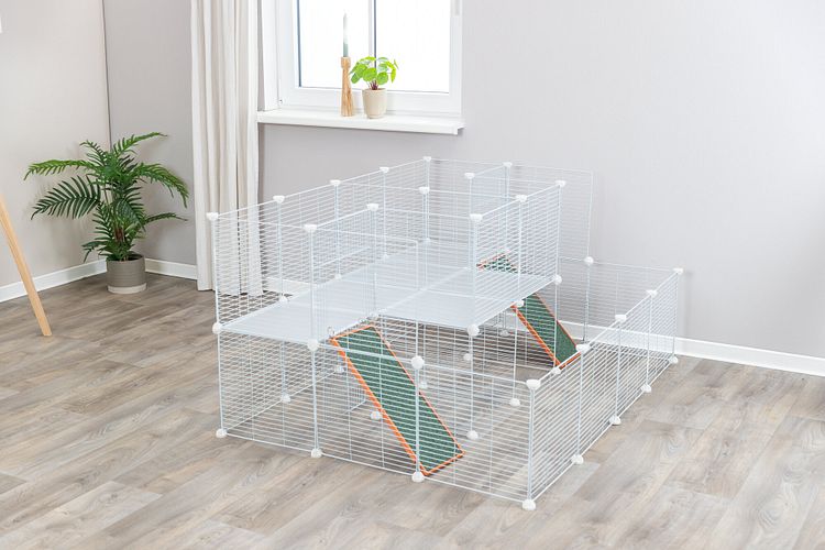 TRIXIE Indoor Freilaufgehege, Metall/Kunststoff, 140 × 35 × 70 cm, weiß