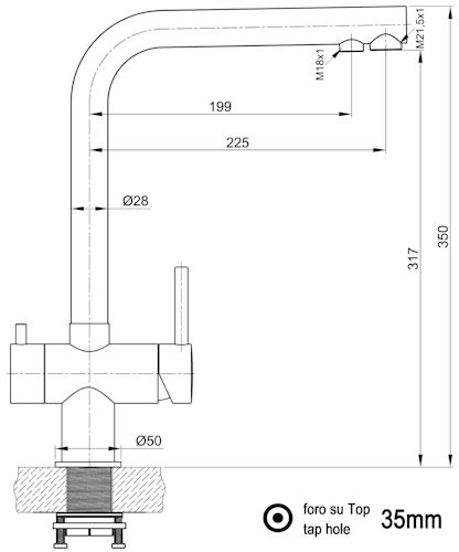 NIEDERDRUCK 3 Wege Wasserhahn Küchenarmatur, Edelstahl Massiv, 360° schwenkbarem L-Auslauf, Hochglanz Poliert