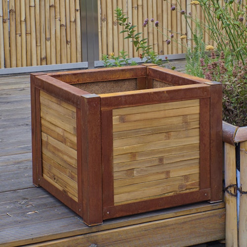 BambusBASIS Hochbeet mit Kokosfrostschutzmatte - Profile Corten