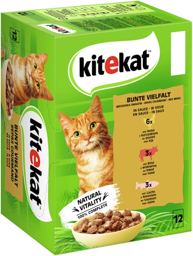 KITEKAT BunteVierfalt in Sauce 12 x 85 Gramm Katzennassfutter