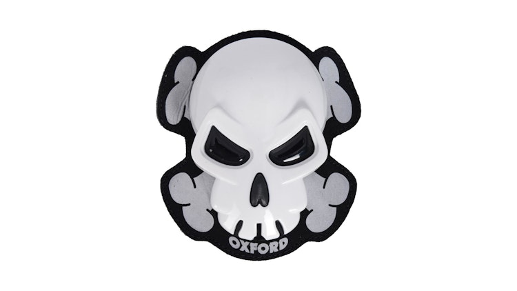 Oxford Knieschleifer Totenkopf, weiß, Knieschleifer Paar, ideal für Rennen