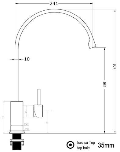 Wasserhahn Küchenarmatur, QU, mit 360° schwenkbarem flachem U-Auslauf, Verchromt