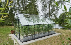 Halls Gewächshaus Universal - 11,5 m² 4,46 x 2,57 m - 11,5 m² Einzeltür 3 mm Sicherheitsglas Schwarz