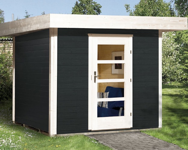 Weka 28 mm Designhaus 172 mit Vordach (50 cm) - anthrazit 235 x 240 cm Aktionsangebot