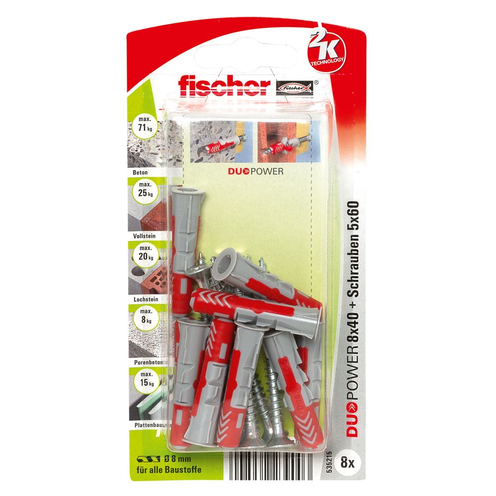 FISCHER Universaldübel Duopower 8x40 S K