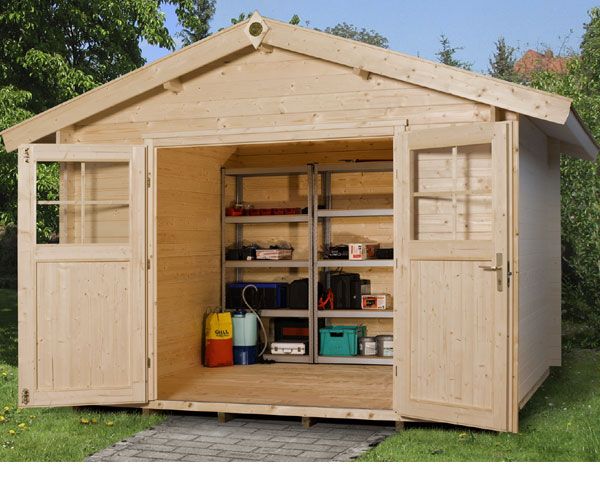 Weka 28 mm Gartenhaus Premium 28 mit Vordach (20 cm)