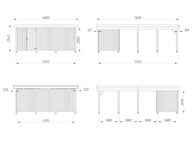 Palmako Carport Karl 40,6 m² mit Geräteraum