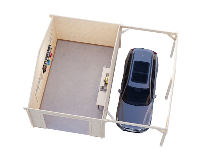 Palmako Garage Roger 19,0 + 16,2 m² - 44 mm - ohne Tor