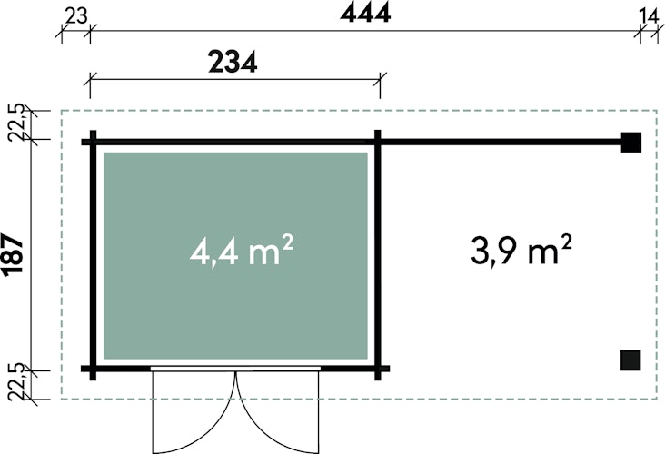 Wolff Finnhaus WPC Gartenhaus Trend B+ mit Lounge-Anbau - 28 mm