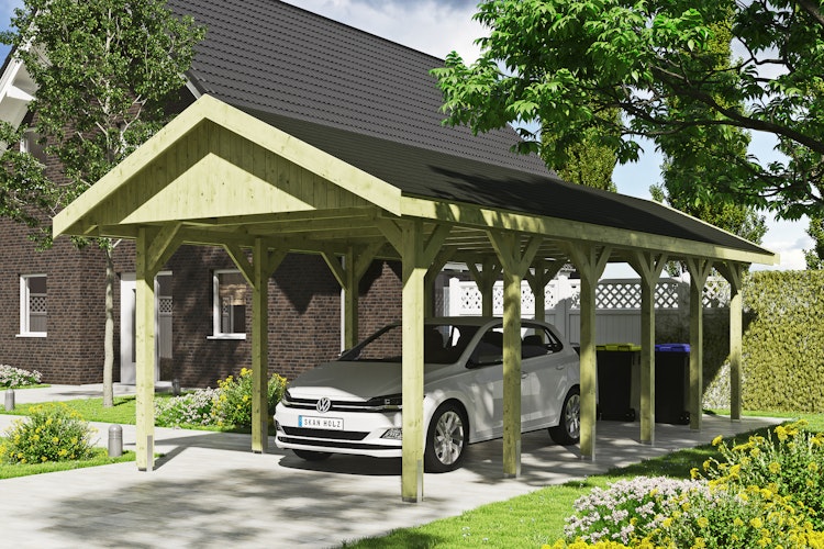 Skan Holz Wallgau - Satteldach Einzelcarport Breite 380 cm