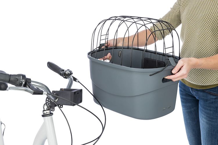 TRIXIE Front-Fahrradkorb, Kunststoff, 42 × 39 × 30 cm, grau