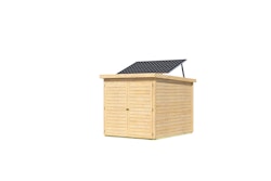 Karibu Fahrradgarage 3/4 inkl. Fahrradschienen (für 3 oder 4 Fahrräder) - 19 mm - mit Solarpaket inkl. Batterie naturbelassen 163 x 216 cm (Fahrradgarage 3 - für 3 Fahrräder)