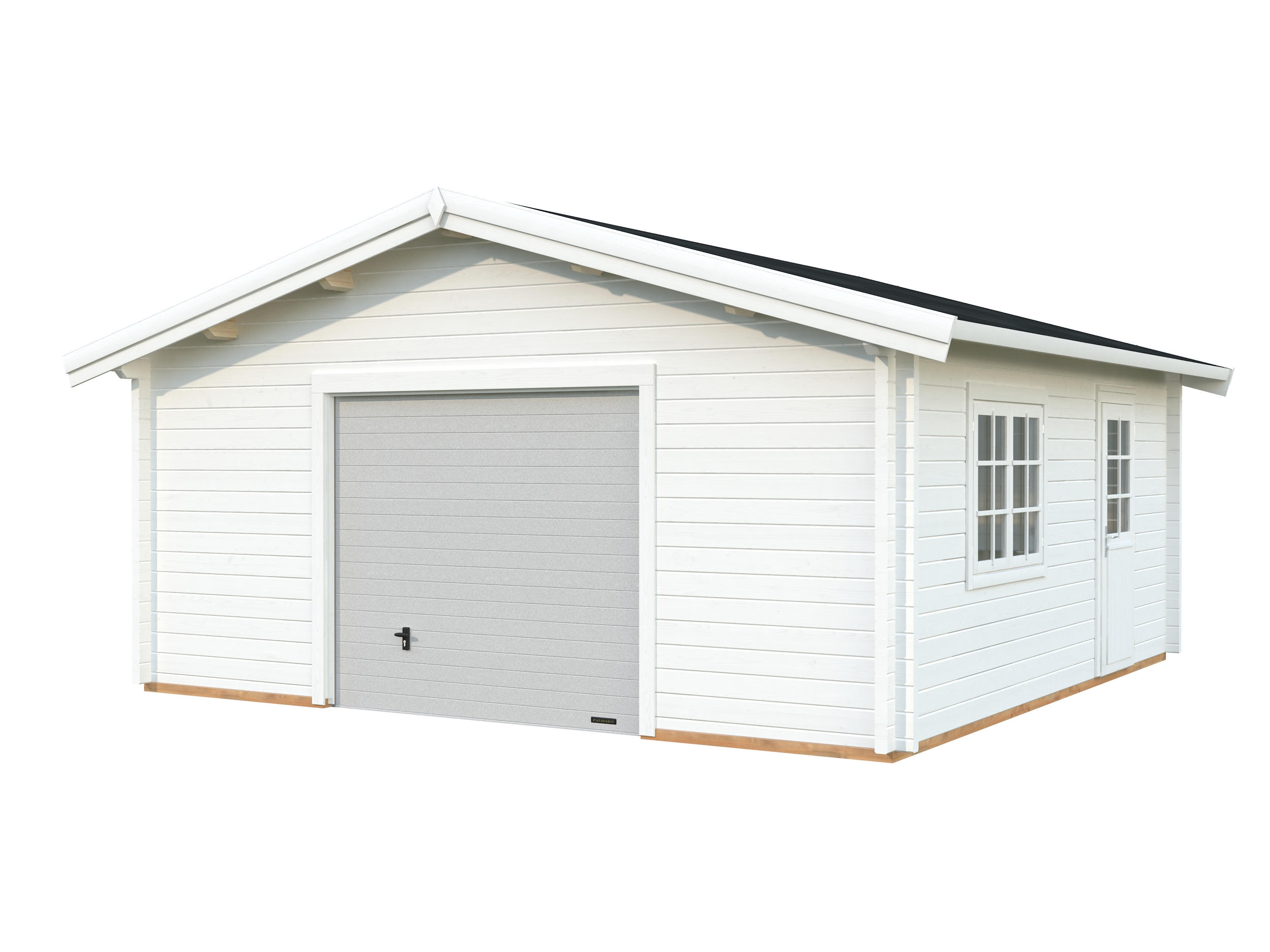 Palmako Garage Roger 27,7 m² - 70 mm - mit Sektionaltor weiß lackiert