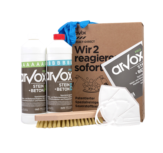 Arvox Pro Stein + Beton 2-Komponenten-Reiniger STARTERSET