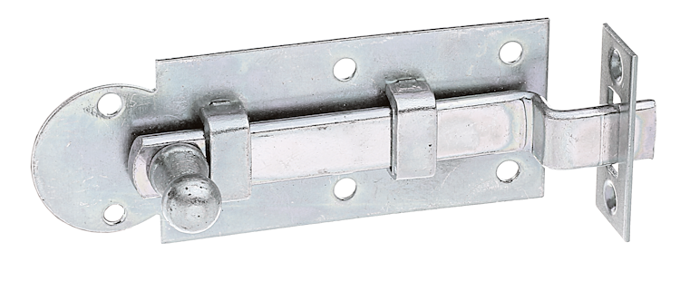 Alberts® Fensterriegel,mit Knopf,gekröpft,mit Schließblech,galvanisch verzinkt dickschichtpassiviert.,Platte LxB 80x30 mm 113216