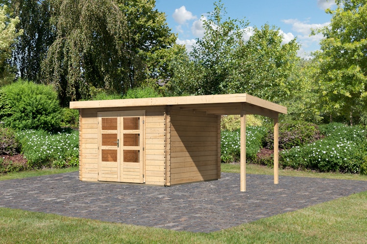 Karibu Woodfeeling Gartenhaus Bastrup 5 naturbelassen - 28 mm