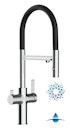 Vorschaubild 4 Wege Wasserhahn Küchenarmatur, FC, mit 360° schwenkbarem Auslauf, abnehmbare 2 strahl Handbrause, Verchromt / Schwarz