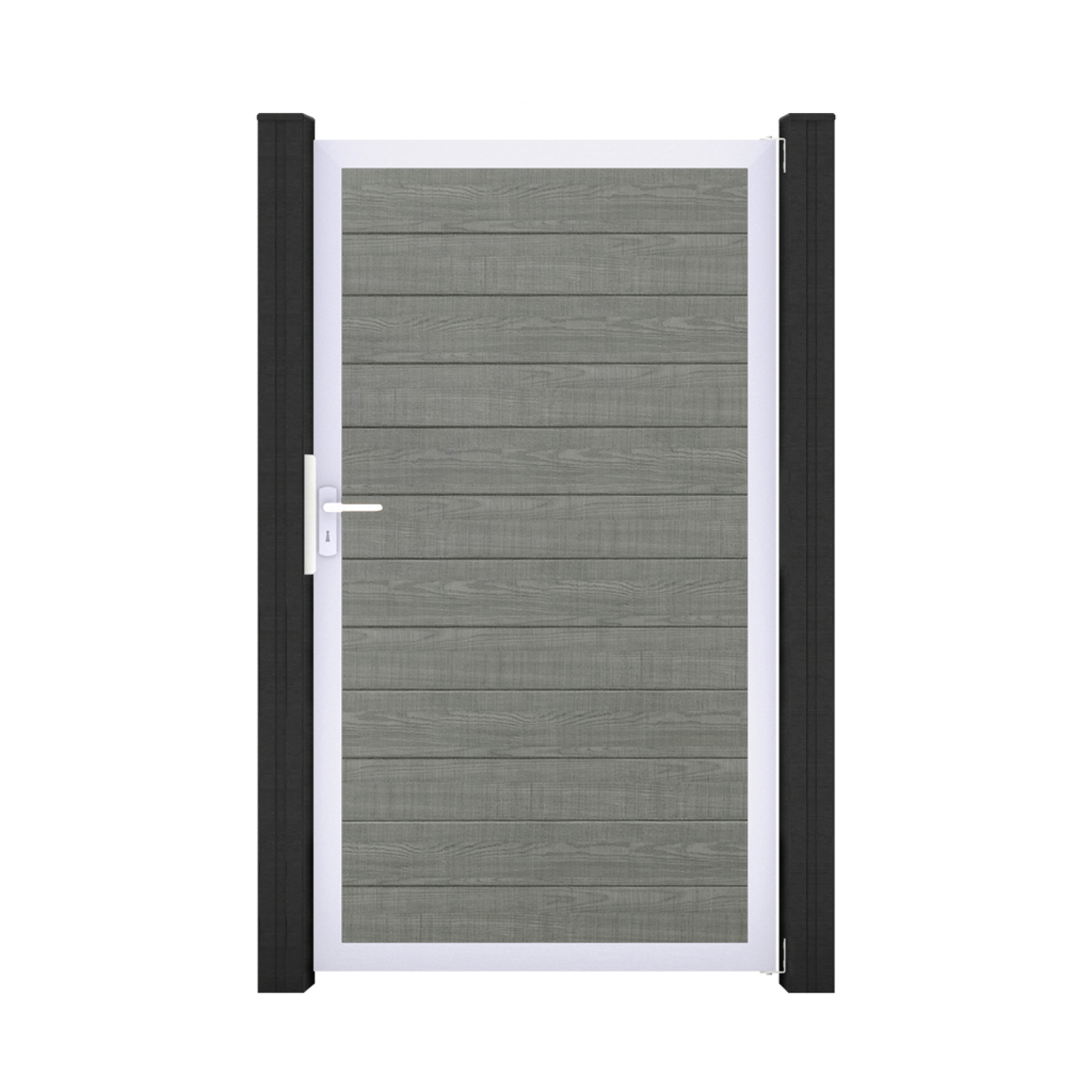 GroJa BasicLine PVC Stecksystem schmal Universal Einzeltor mit Alurahmen grey_ash_cut