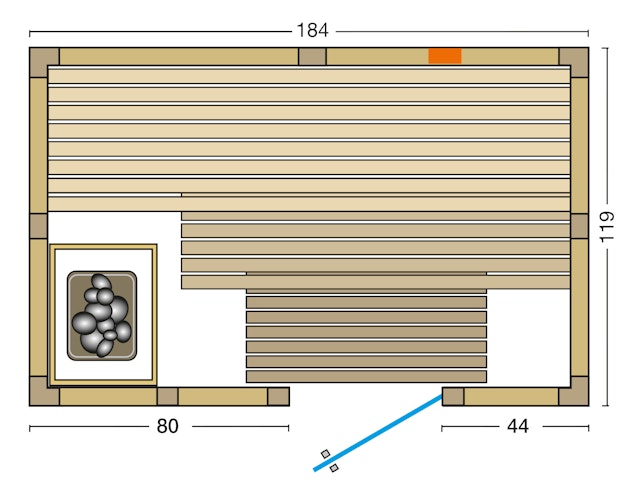 Infraworld Sauna Vitalis 184 Complete - 40 mm Massivholzsauna inkl. 5-teiligem gratis Zubehörset