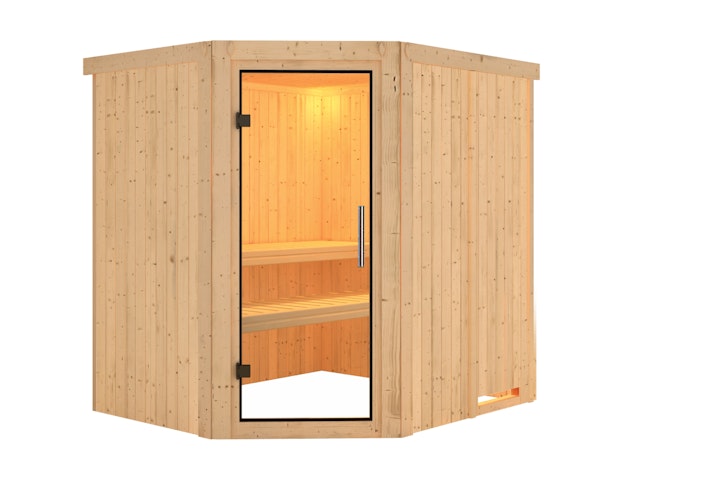 Karibu Sauna Siirin mit Eckeinstieg 68 mm inkl. gratis Sauna-Zubehörset im Wert von 234,94 €