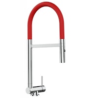 Wasserhahn Vorfenster Küchenarmatur, Umklappbar 4,5 CM, mit 360° schwenkbarem Auslauf, abnehmbare 2 strahl Handbrause, Verchromt / Rot