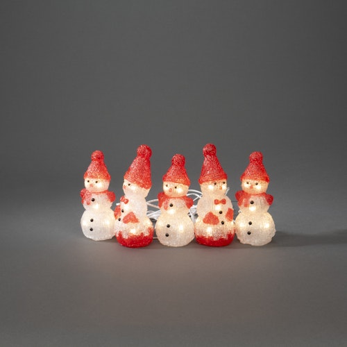 Konstsmide Weihnachtsbeleuchtung LED Acryl Schneemänner 5er-Set warmweiß