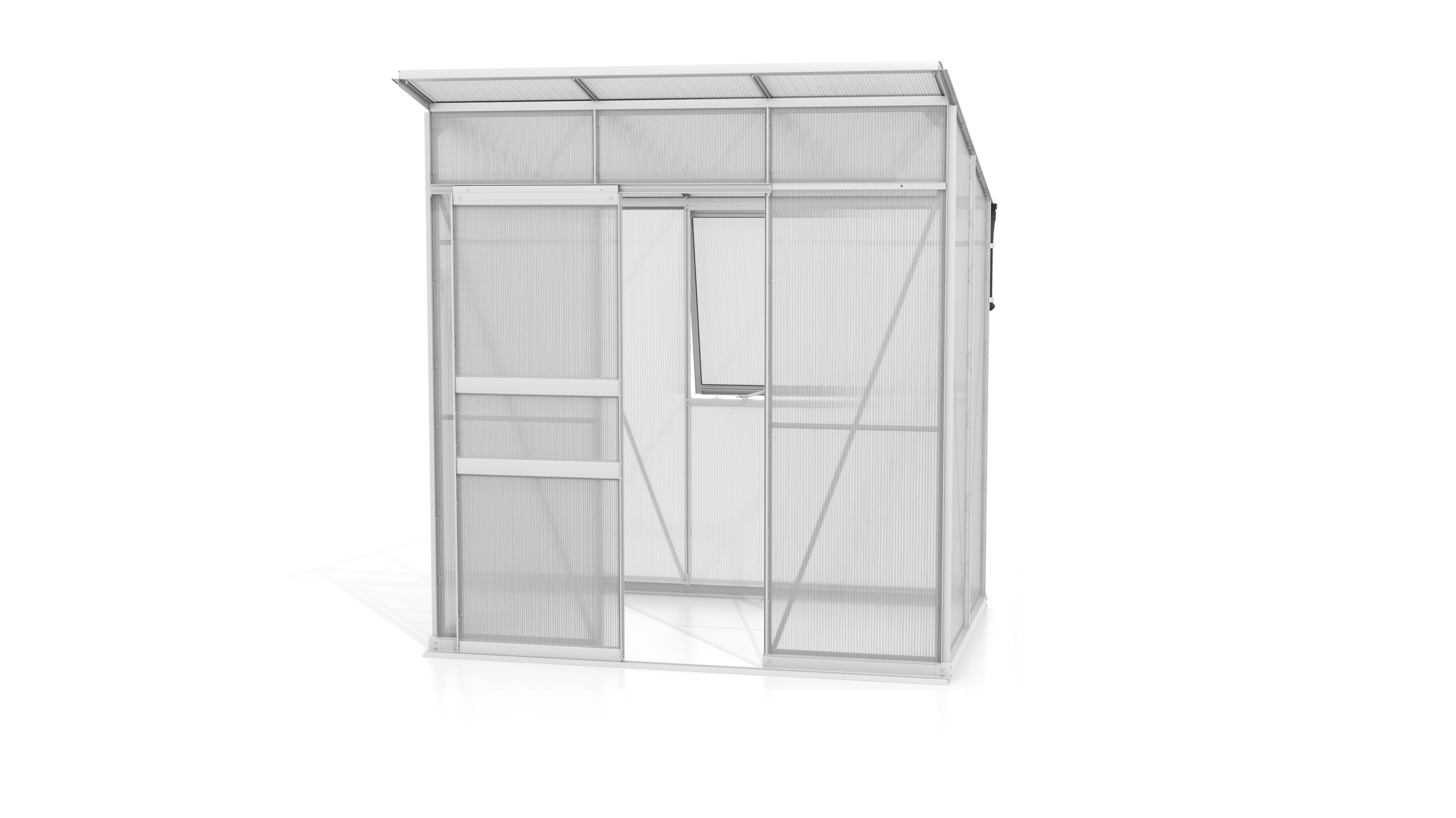 Vitavia Gewächshaus Fokus 3250 - 2,5 m² 6 mm Hohlkammerplatten Alu-blank eloxiert