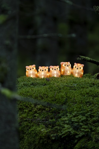 Konstsmide Weihnachtsbeleuchtung LED Acryl Eulen 5-er Set, warmweiß