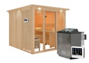 Vorschaubild Karibu Sauna Askja Superior mit Fronteinstieg 68 mm inkl. gratis 9 kW Bio-Saunaofen im Wert von 719 €