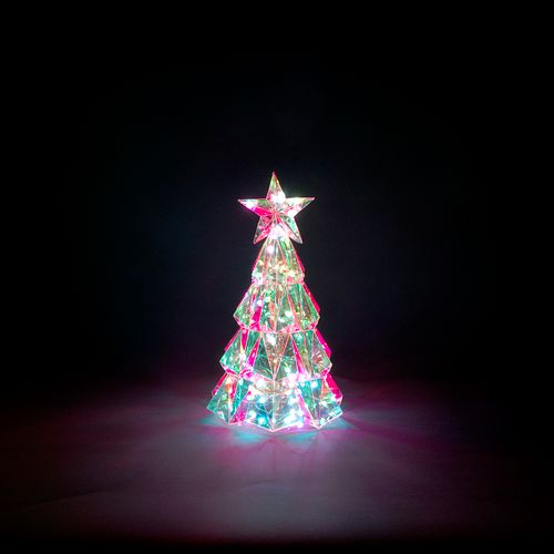 Konstsmide Weihnachtsbeleuchtung 3D Weihnachtsbaum mit Stern in kristalloptik, 80 RGBLEDs