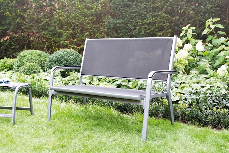 Kettler 2-Sitzer Bank BASIC PLUS, Aluminium Silber / Outdoorgewebe Anthrazit