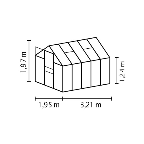 Vitavia Gewächshaus Venus 6200 inkl. 2 Dachfenstern - 6,2 m²