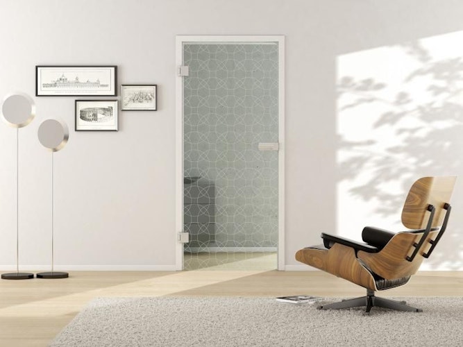 Griffwerk Glasdrehtür (ESG) GRIDS 692 ESG PURE WHITE klar 834x2097x8mm Studio/Office DIN R