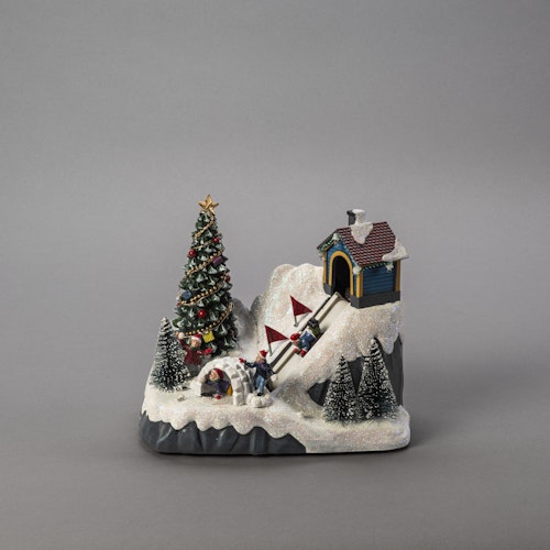 Konstsmide Weihnachtsbeleuchtung LED Szenerie Rodelbahn mit Musik 19 bunte Dioden