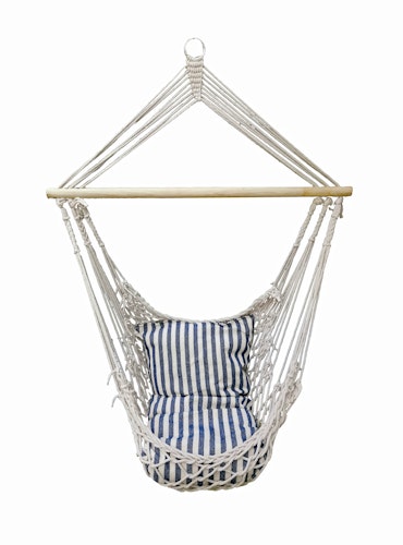 Garden Pleasure Hängesessel GRENADA, 50 % Baumwolle / 50 % Polyester, Blau/Weiß - Auslaufartikel