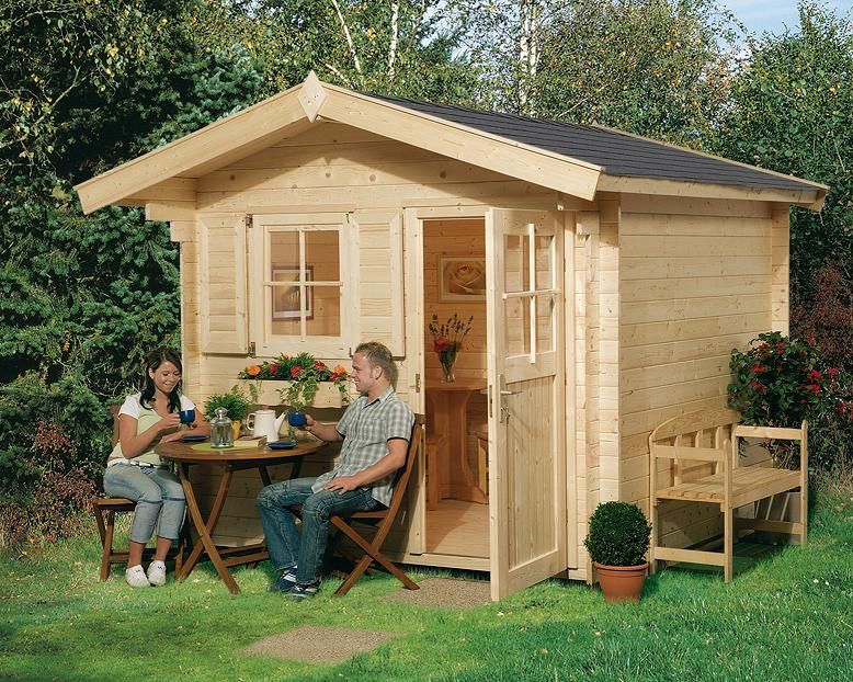Weka Gartenhaus Premium28 FT mit Vordach (20 cm) - 28 mm