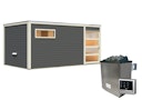 Vorschaubild Karibu Gartensauna Saunahaus Hygge inkl. Vorraum, terragrau inkl. gratis 9 kW Bio-Saunaofen im Wert von 879,99 €