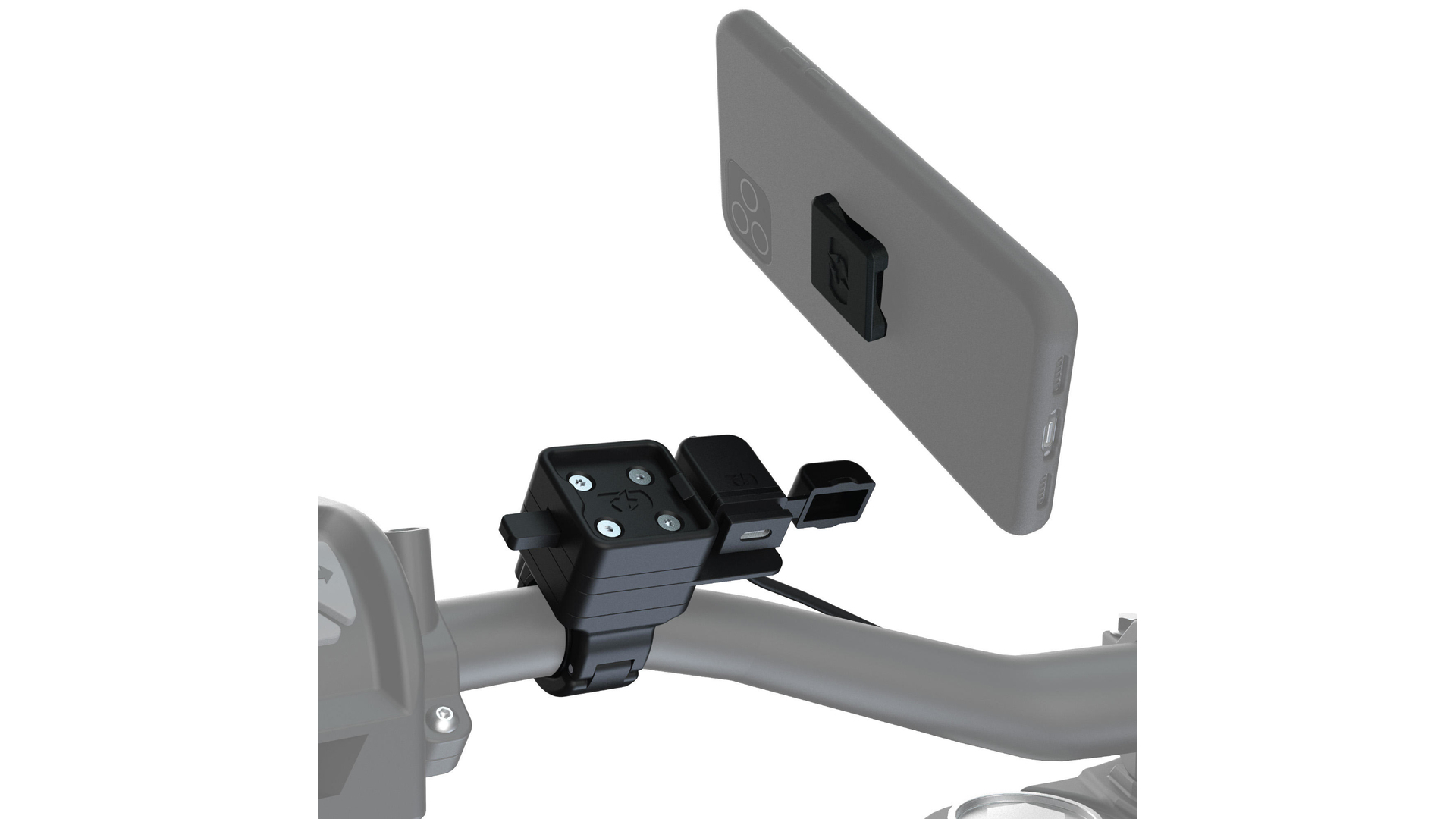 Oxford Handyhalter Lenkerhalterung mit USB-C Anschluss zur Montage am Lenker (