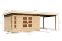Vorschaubild Karibu Premium Gartenhaus Kastorf 6/7 mit Fensterecke - inkl. 320 cm Anbaudach - 28 mm