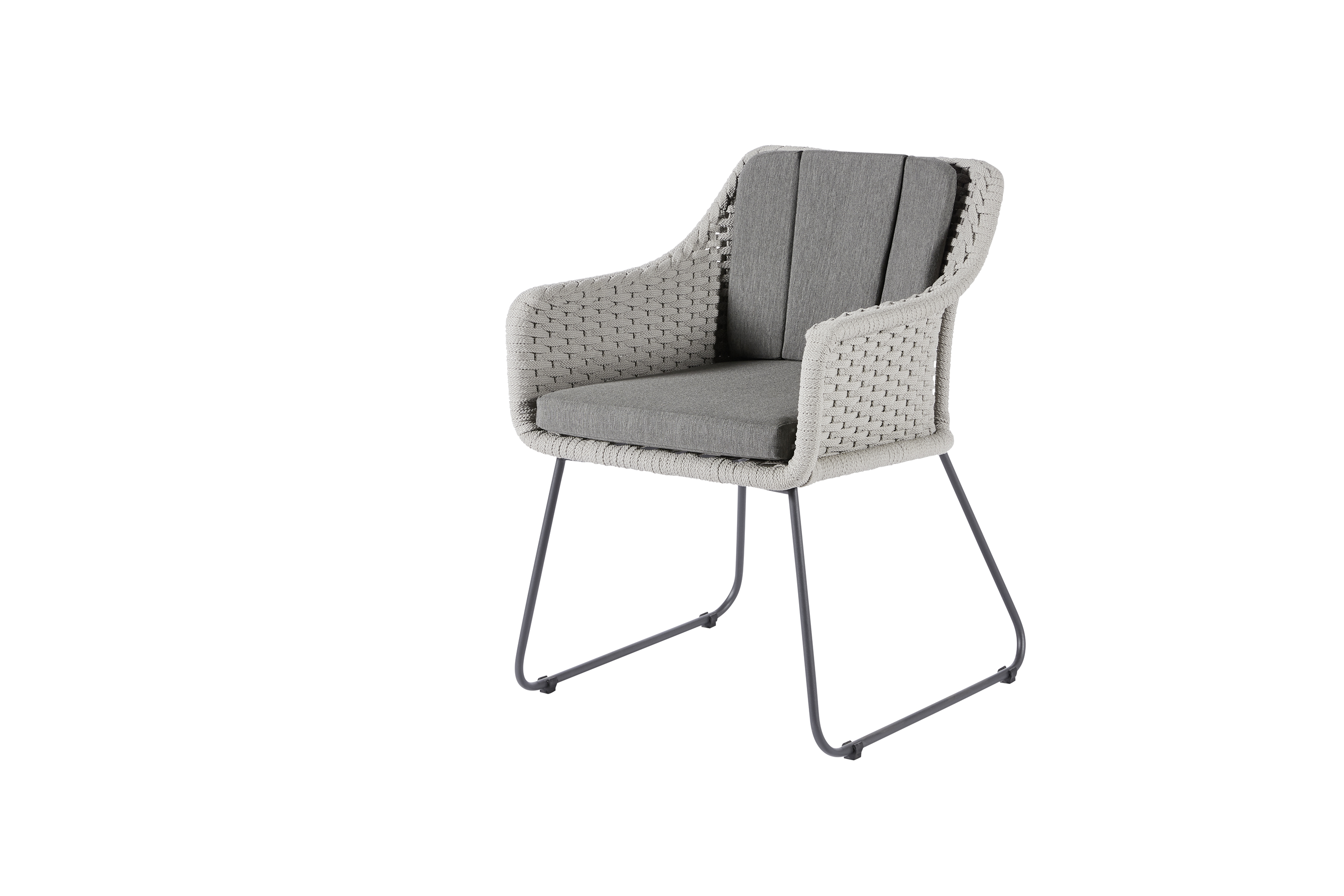 Diamond Garden Stuhl KORFU, Edelstahl Dunkelgrau / Rope Hellgrau / Sunproof (100 % Polypropylen) - Auslaufartikel