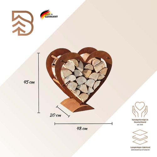 Badeko Herz-Holzregal-Set: 45 & 58 cm hoch