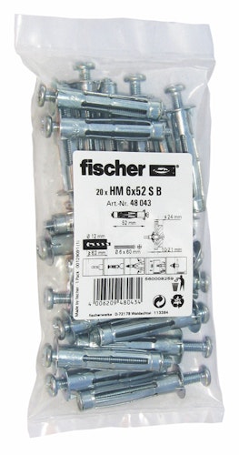 FISCHER Hohlraum-Metalldübel HM 6x52 S B (20 St.)