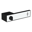 Vorschaubild Griffwerk FRAME 1.0 | DESIGN MANUFAKTUR -Graphitschwarz Griffpaar -Frame -Resopal-Inlay kristallweiß seidenmatt RAL 9016 -Symbol (F/M)-WC rechts