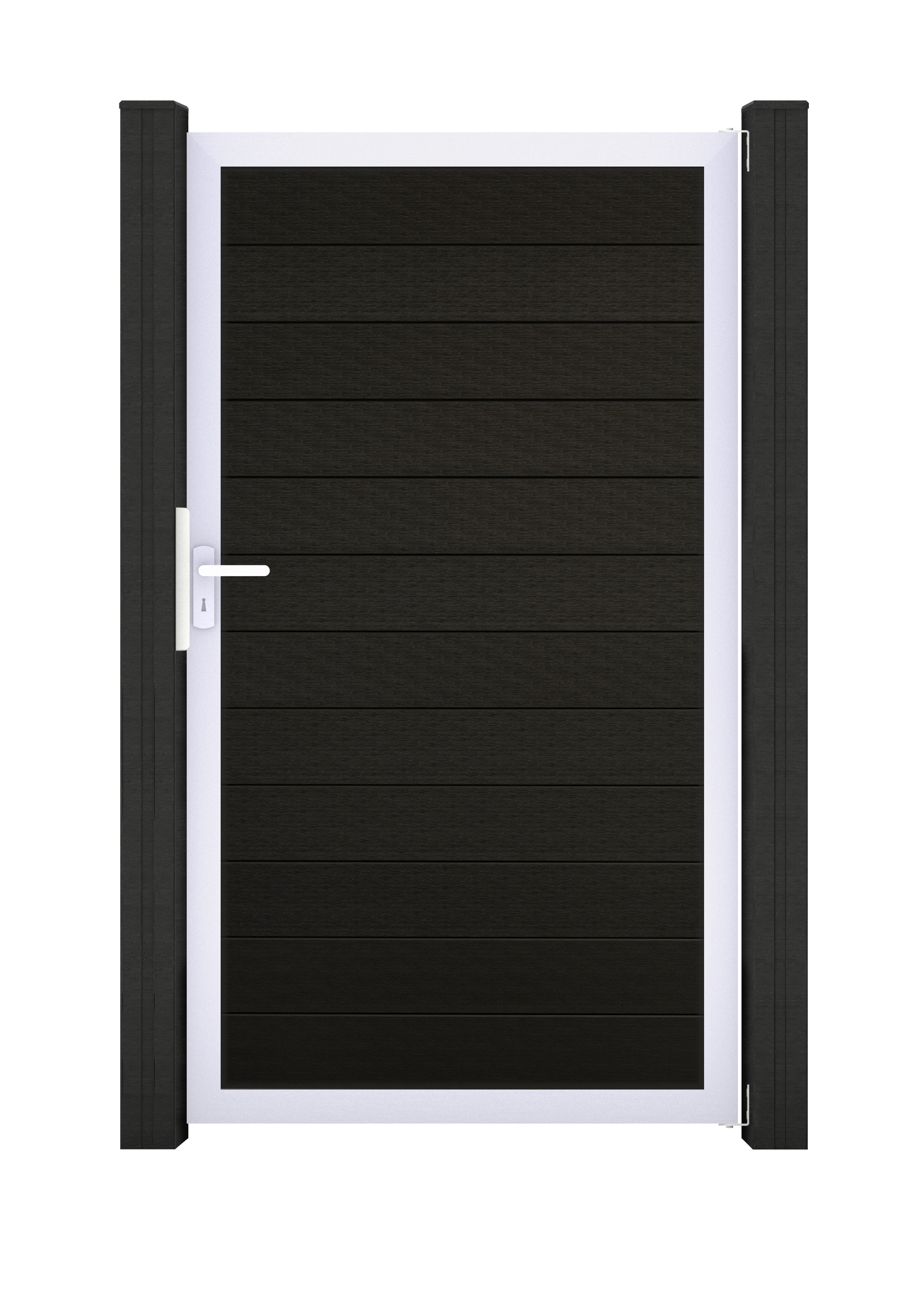 GroJa Solid Steckzaun Universal Einzeltor Sondermaß mit Alurahmen  Schwarz co-extrudiert