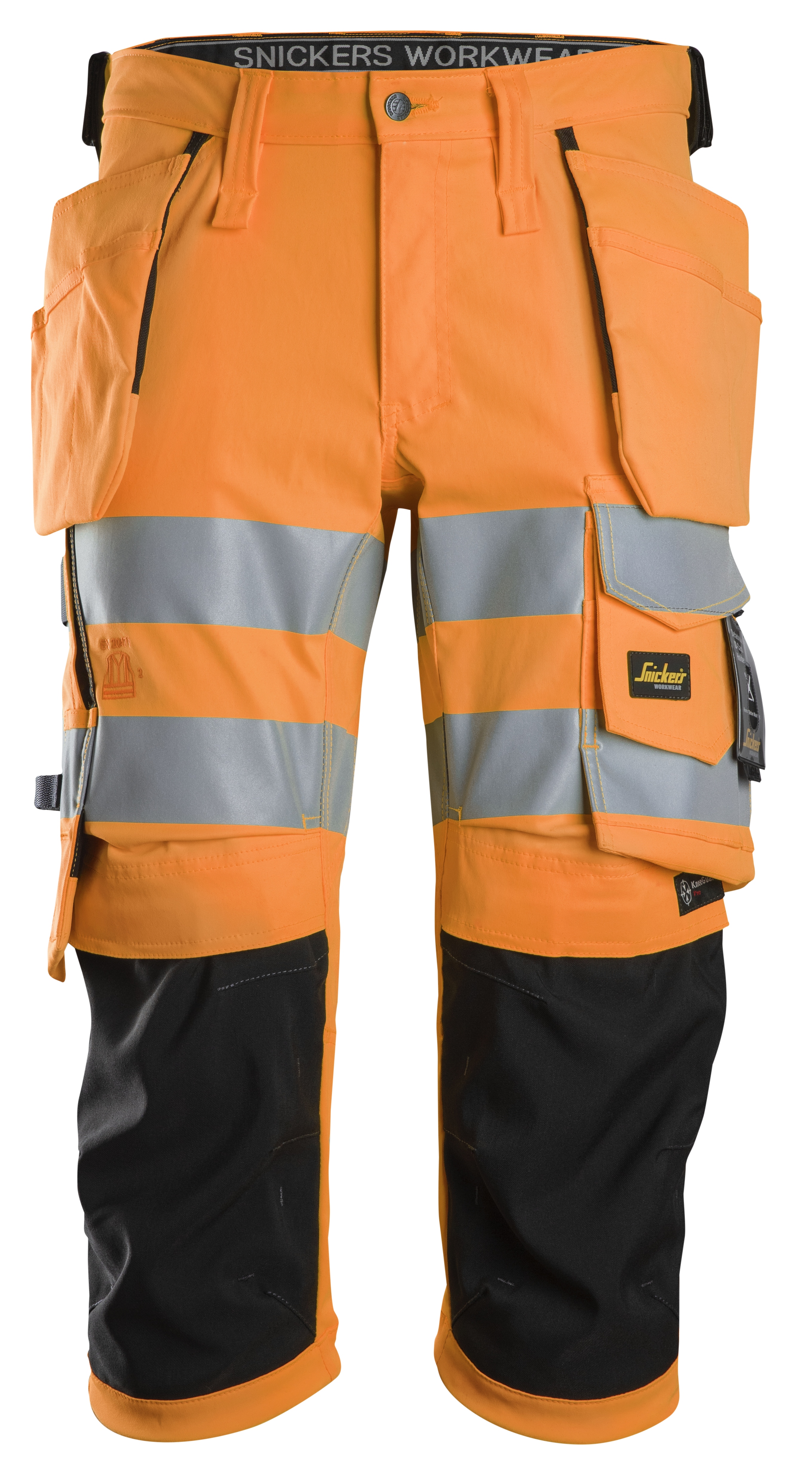Snickers High-Vis-Stretch-Piratenhose mit Holstertaschen, Warnschutzklasse 1/2 44 signalgelb-schwarz