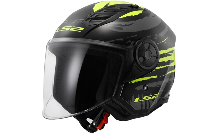 LS2 Jethelm OF616 Airflow II M Schwarz / Neongelb Brush