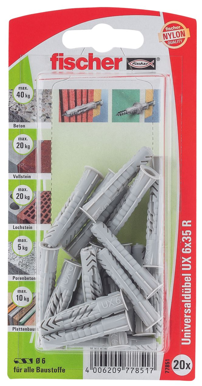 FISCHER Universaldübel UX 6x35 R K (20 Stück) 90868 