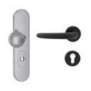 Vorschaubild Griffwerk TITANO Kombi SB_882 ES1 (S2) -Edelstahl matt Kombi-Schutzbeschlag -Knopf/Drücker -mit Griff DESM ULMER GRIFF Klippt.-GSC-rund -L-ZA,72mm-38-50