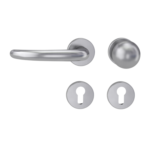 Griffwerk ULMER GRIFF Klipptechnik | DESIGN MANUFAKTUR FS Panik -Edelstahl matt  Rosettengarnitur -Klippt. R4 -WL -Stift 9mm -TS 38-50mm